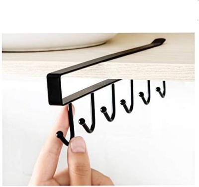 China 6 Hooks Cup Hanger Viable Cup Holder For Flat Bottom Cabinet Without Drilling for sale