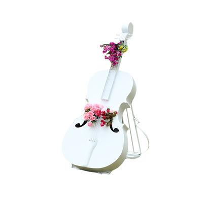 China Creative Cello Eco-Friendly Outdoor Wedding Metal Garden Decoration Flower Stand Wrought Iron Landscape Sculpture Decoration for sale