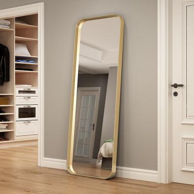 China Nordic modern bedroom full body girl mirror hotel iron floor mirror personalized simple suitable clothing store for sale