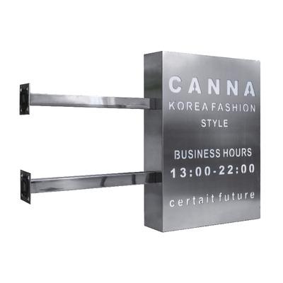 China Stainless Steel Cafe Entrance Light Box Billboard Hanging Shop Double Sided LED Display Board Illuminated Side Sign for sale