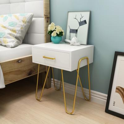 China (Other) Modern Adjustable Nordic Minimalist Drawers Bedroom Bedside Storage Bedside Table Wrought Iron Chest for sale