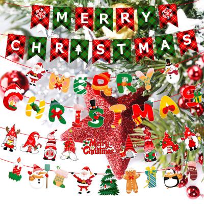 China Non Woven Foil Christmas Party Banner New Deer Stocking Hanging Merry Christmas Flag Banner Decoration for sale