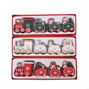 China Christmas Wooden Cartoon Children's Creative Gifts Little Wooden Train Window Table Decorations for sale