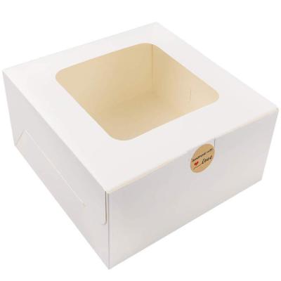 China Manufacturer Stock Pastry Cake Dessert Packing Box Recyclable White Kraft Paper Box With Windows for sale