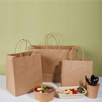 China Recyclable Recyclable Custom Logo Printed Kraft Paper Bag With Twisted Handle Reusable Paper Shopping Bags for sale