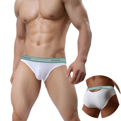 China Antibacterial Mens Underwear Low Back Hole Customized Stretch Breathable Cotton Waist Briefs for sale