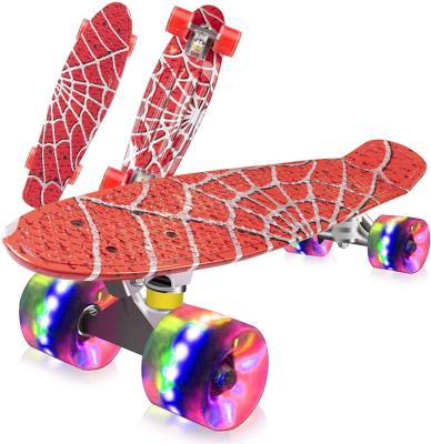 China Youth 22 Inch Full Wheels LED 4 Printed Heavy High Quality Aluminum Skateboard Skateboard for sale