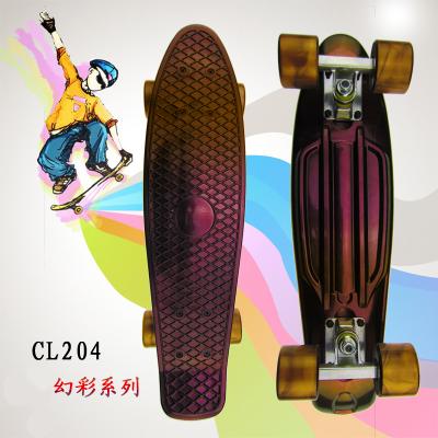 China Youth 22 Inch Full Wheels LED 4 Wheel Skateboard High Quality Aluminum Heavy Fish Skateboard for sale