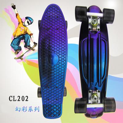 China Youth 22 Inch Full Wheels LED 4 Wheel Skateboard High Quality Aluminum Heavy Fish Skateboard for sale