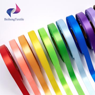 China Washable/Reused/High Tenacity/Fancy Single/Double Sided Customized Viable Printed Logo Polyester Satin Ribbon Solid Color Rolls for sale