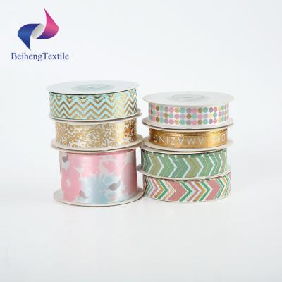 China Viable Gift Packing Printed Hair Bows Grosgrain Ribbon Cintas Grosgrain 25MM for sale