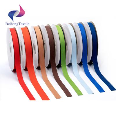 China Solid Color 9mm Plain Colored Cotton Woven Ribbon Webbing Tape For Bow for sale