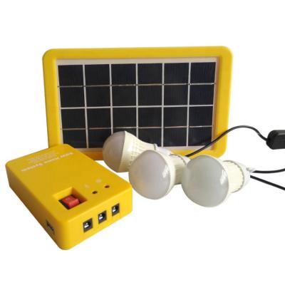 China Hot Sale Outdoor Portable Mini System Solar Panel Emergency Charging Led 3 Bulb Rechargeable Bulb for sale