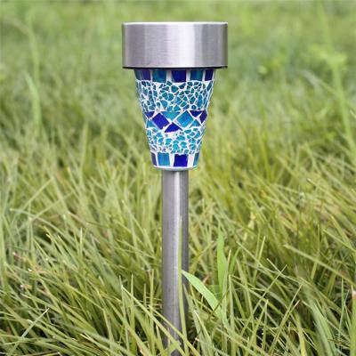 China Yard Garden Ornaments Solar Garden Ground Light Mosaic Lamp Waterproof Stainless Steel LED Garden Lamp for sale