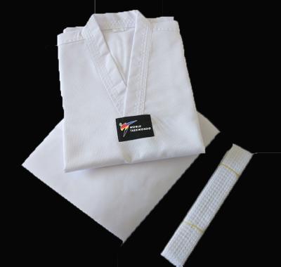 China High quality Cotton White collar Taekwondo uniform for kids taekwondo suits for sale