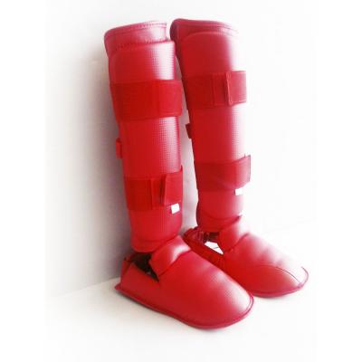 China WKF approvedred karate shin guard with instep for sale