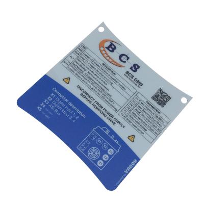 China Manufacturing Equipment Customized Printing Membrane Control Panel Sticker Pc/pet Film Front Label Graphic Overlay for sale