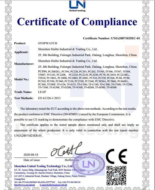 CE - Shenzhen Huibo Industrial & Trading Co., Ltd.