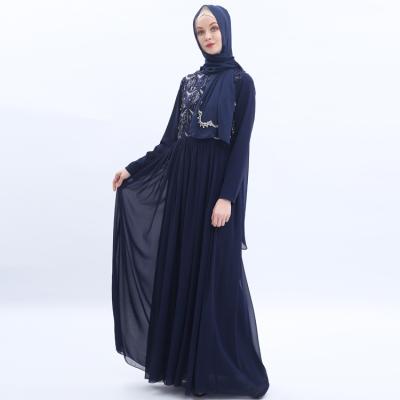 China Chiffon Summer Abaya Women's Quilting Party Long Dress CIA News Gauze Dress Dubai Daily Sequin Women's Evening Dress Muslim Dress for sale