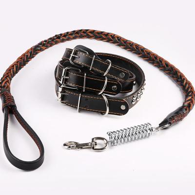 China Personalized Explosion Proof Pet Traction Rope For Medium Large Dogs Whip Leash Sets Vegan Leather Dog Collar for sale