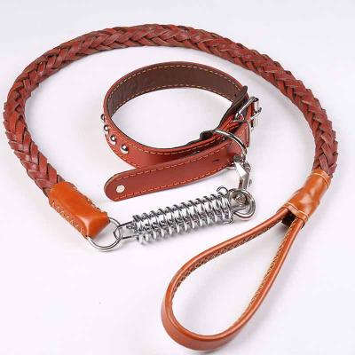 China Personalized Explosion Proof Pet Traction Rope For Medium Large Dogs Whip Leash Luxury Leather Dog Collar for sale