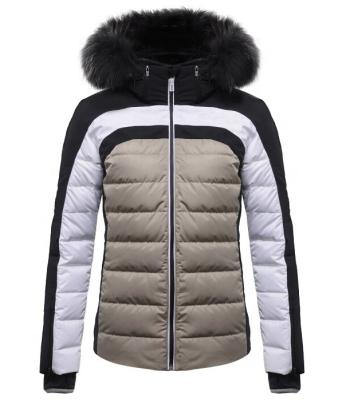 China Custom Made Women Breathable Waterppf Ski Wear Outdoor Jacket Women Down Ski Jacket With Fur Hood for sale