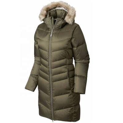 China Waterproof 2022 Women Luxury Slim Down Jacket Long Down Jacket Women's Fur Hood Long Down Coat for sale