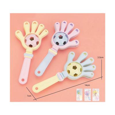 China Musical Baby First Fun Plastic Football Educational Hand Rattle Bells Beat Bell For Kids for sale