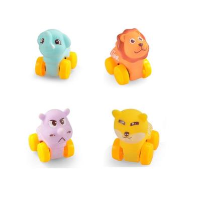 China China Wholesaler Child Educational Toy Set Pull Back Cartoon Animal Rubber Soft Sliding Car With Baby for sale