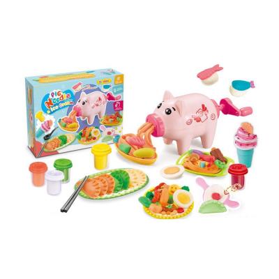 China Toy Novelty Pig Shape Color Clay Noodle Machine Kitchen Toys DIY Playdough Set Funny Educational Food Toy for sale