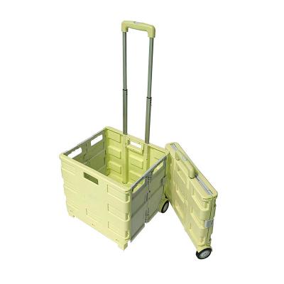 China Big Sale New Design Style Korea Popular Market Folding Plastic Collapsible Shopping Cart for sale