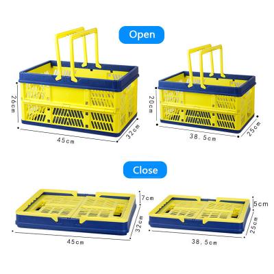 China Sustainable Two Sizes 18L 33L Plastic Foldable Basket for Food Storage for sale