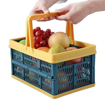 China Lightweight Viable Hand Carry Style Plastic Collapsible Basket with Handle for sale