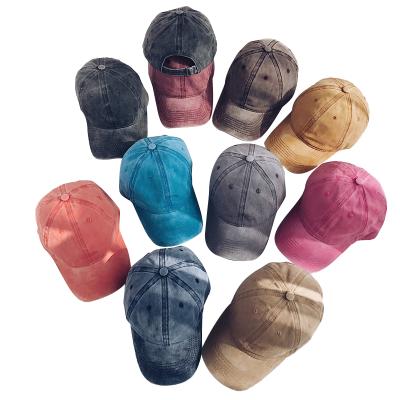 China Solid Color COMMON Baseball Cap Blank Dad Hat Vintage Adjustable Snapback Cotton Unisex Snapback Dyed Distressed Washed Sports Hats for sale