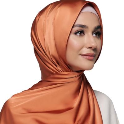 China Best Selling Simple Long Hijab Women Muslim Simple Solid Satin Malaysia Silk Shawls for sale