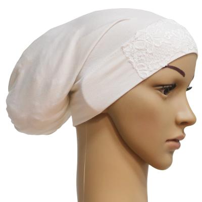 China Fashionl Design Fashionl Underscarf Scarfs Simple Hot Sale Cotton Innercap Simple Muslim Girl Tank Top Elastic Lace Hijab Inner Hats for sale