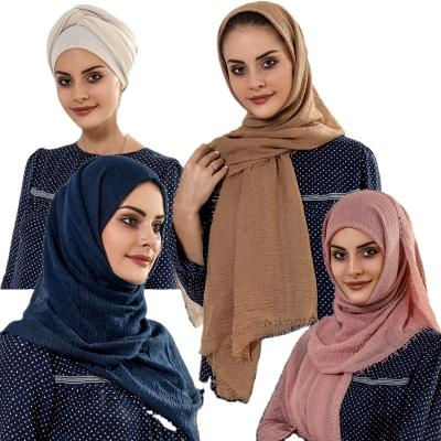 China 100% cotton best selling products fashion style plain excellent color fold cotton muslim hijab wholesale for sale