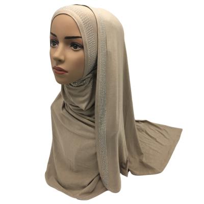 China European American hot style newest simple muslim women cotton rhinestone hijab scarf for sale