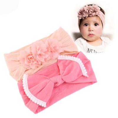 China 2020 New Arrival Polyester Child 2 Pcs Elastic Bowknot Hair Ornament Baby Headbands for sale