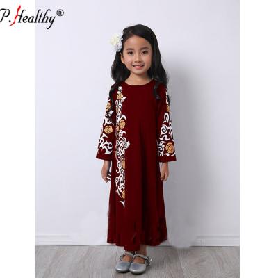 China New Style Fashion Floral Modest Popular Cotton Plus Size Islamic Clothing Dress For Kids for sale