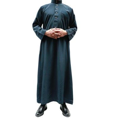 China Plain Muslimn Design Men Thobe New Fashion Islamic Clothing Style Men Polyester Abaya for sale