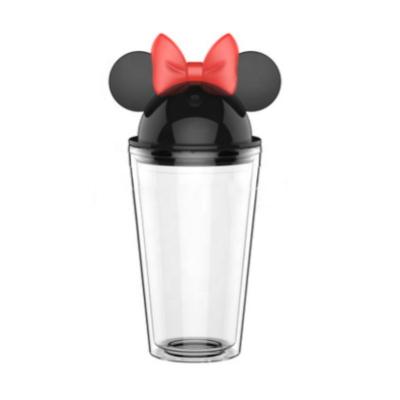 China 16oz Viable Plastic Tumbler Cup With Minnie Mouse Lid Double Wall With Straw Travel Cup BPA Free for sale