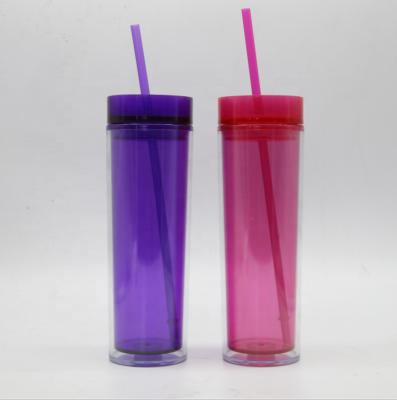 China Viable Acrylic Straight 16oz Tumbler With Straw Lid Tumbler Cup Plastic Colored Glass Water Cup Tumbler for sale