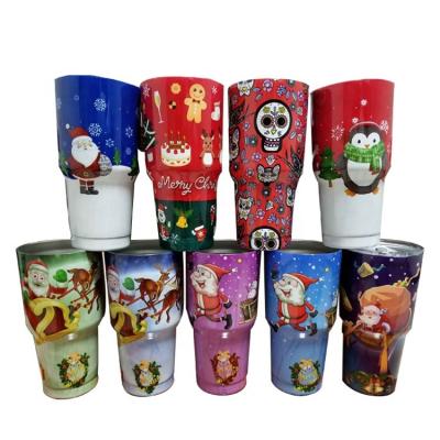 China Christmas Gifts 30oz Double Wall Stainless Steel Tumbler Unicorn Christmas Elks High Capacity 900ml Gift Stocked Coffee Mug for sale