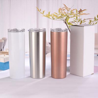 China 2019 Hot Sale 20oz Double Wall Stainless Steel Vacuum Insulated Skinny Tumbler With Slide Lid 9 Colors In Stock for sale