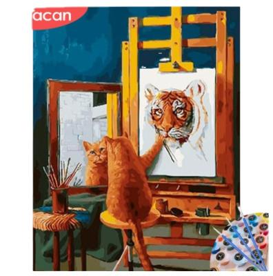 China HUACAN Oil Painting By Numbers Cat Draw Tiger Animal On Canvas Art HandPainted Set Home Decor DIY Gift SZHC2525 for sale