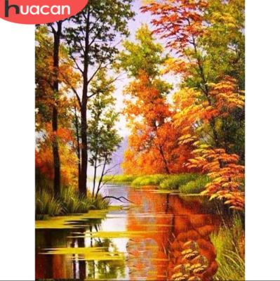 China HUACAN 5D Diamond Painting Full Round Diamond Mosaic CLASSIC Landscape Diamond Embroidery Sale Autumn Scenery for sale