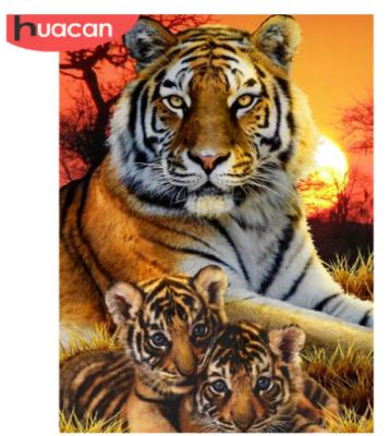 China Home decor from HUACAN 5D DIY Diamond Painting Tiger Full Square /round Diamond Mosaic Animal Sale CLASSIC cross stitch embroidery for sale