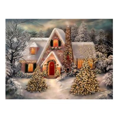 China Support HUACAN Customization Diamond Embroidery Landscape Christmas Place Decoration Diamond Painting Winter Wholesale Full Christmas Lodge Art Kits for sale