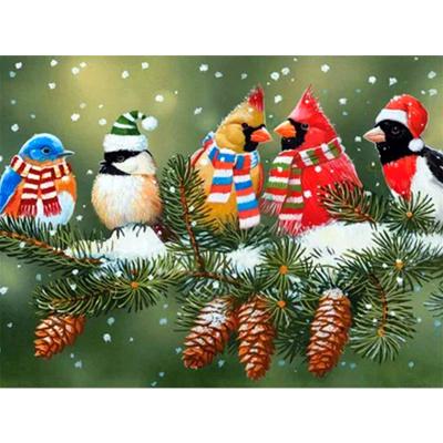 China Europe Christmas Pine Tree Diamond Embroidery Mosaic Wall Decor HUACAN 5d DIY Diamond Painting Birds Winter Animal for sale